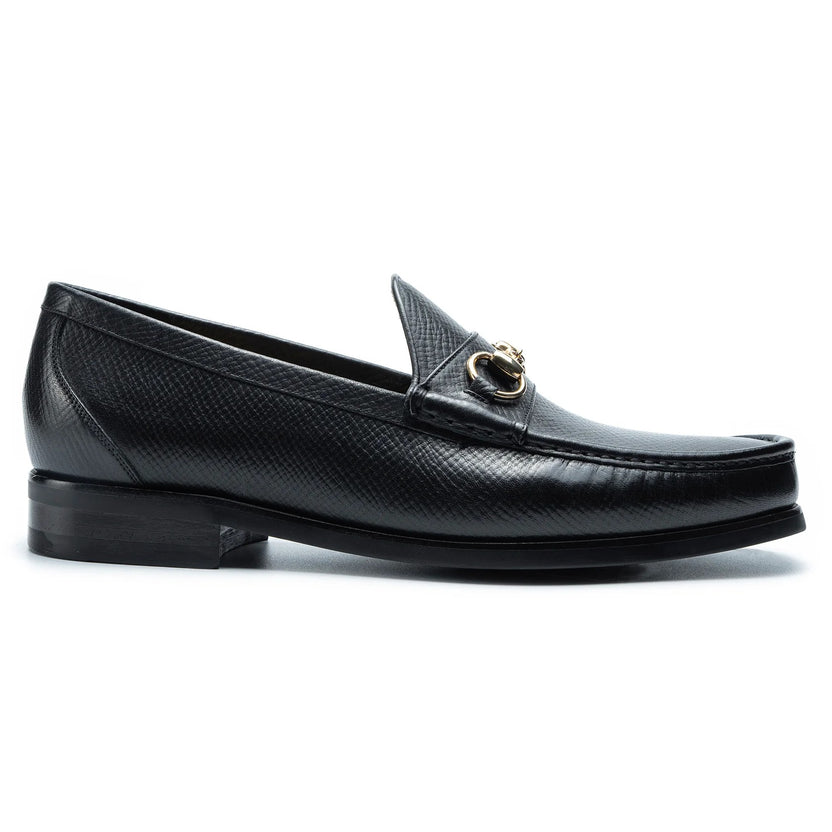 Black Leather Ravino Horse Bit Loafers