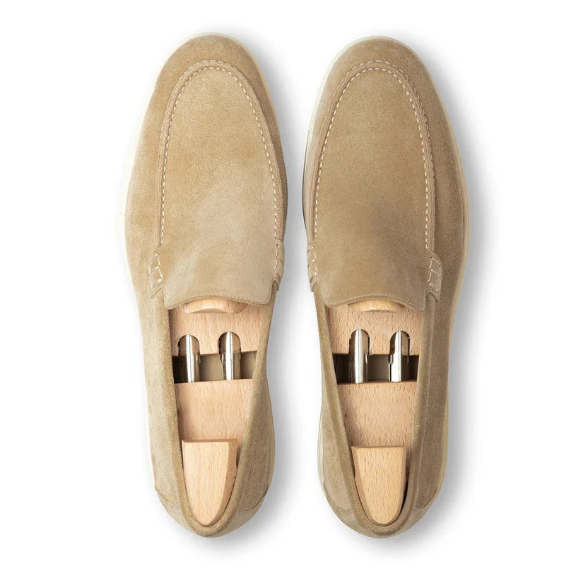 Beige Suede Valvello Loafers