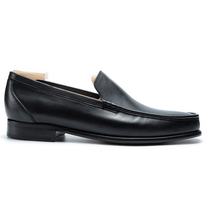 Black Leather Valero Penny Loafers