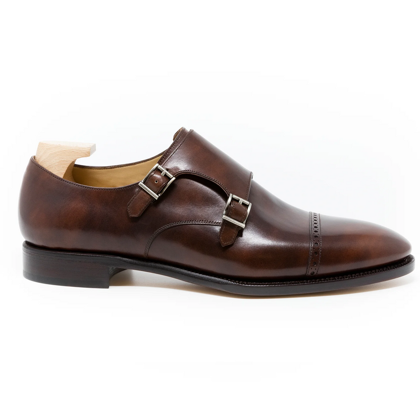 Brown Leather Florenzo Monk Strap Shoes