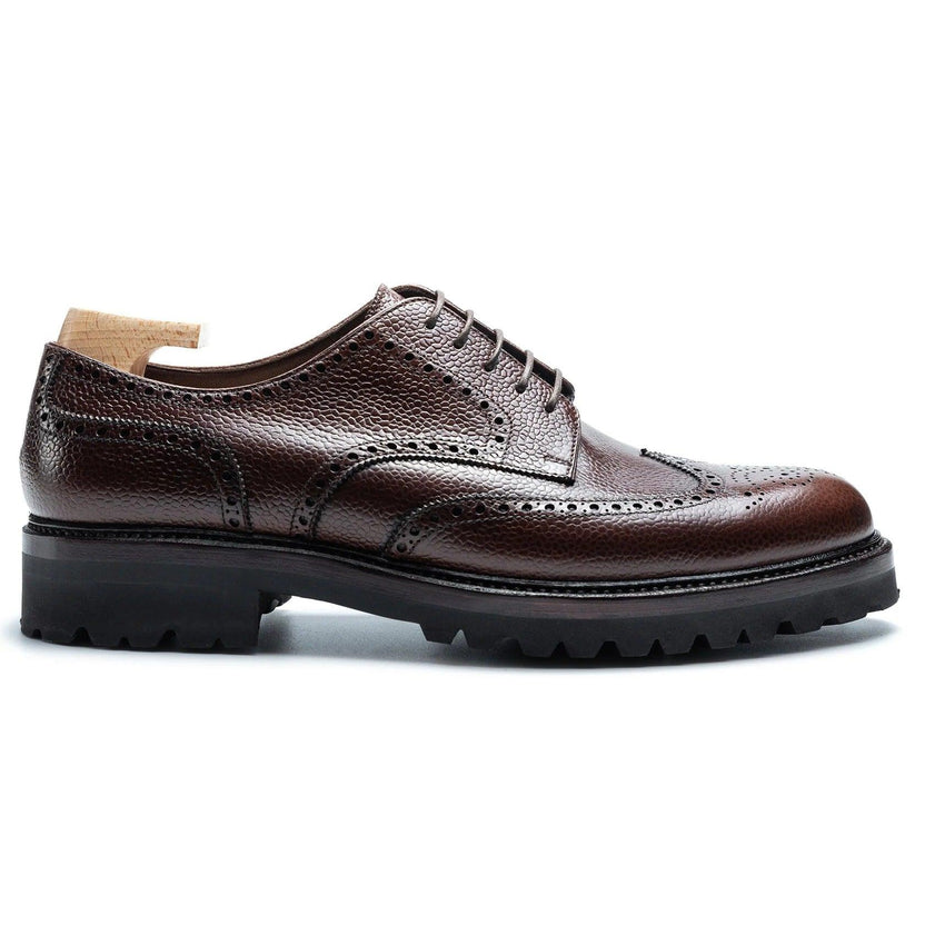 Dark Brown Leather Bellvani Brogue Derby Shoes