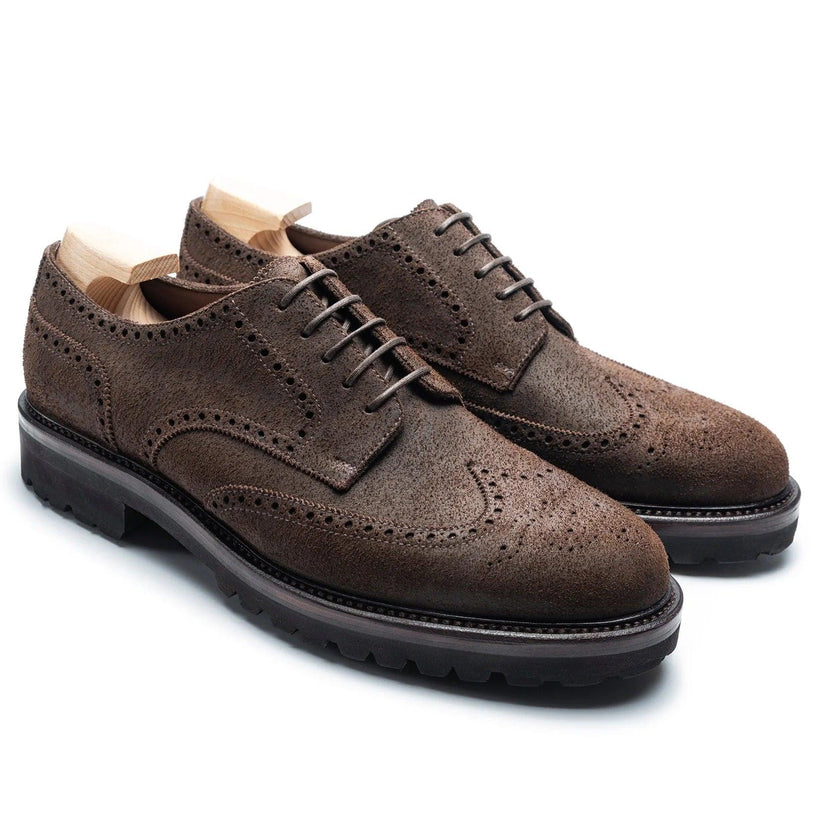 Brown Nubuck Orvento Brogue Derby Shoes