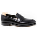 Black Leather Solvani Penny Loafers