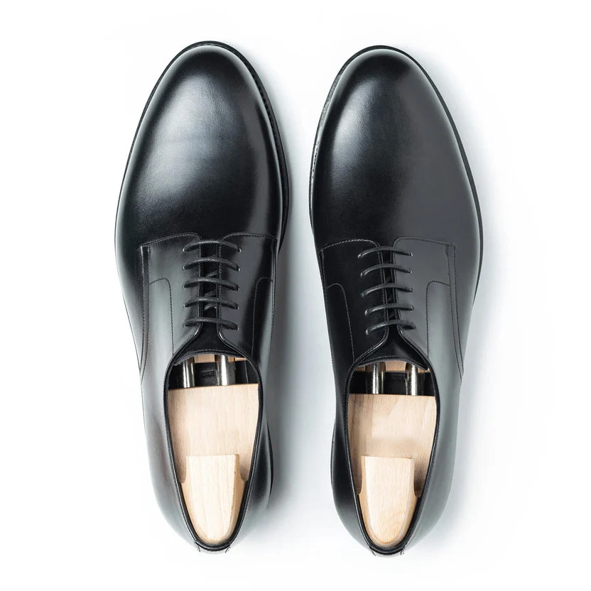 Black Leather Davero Derby Shoes