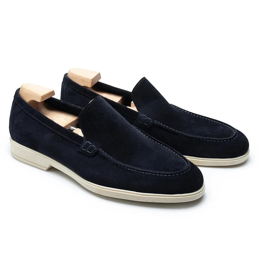 Navy Blue Suede Lurello Loafers