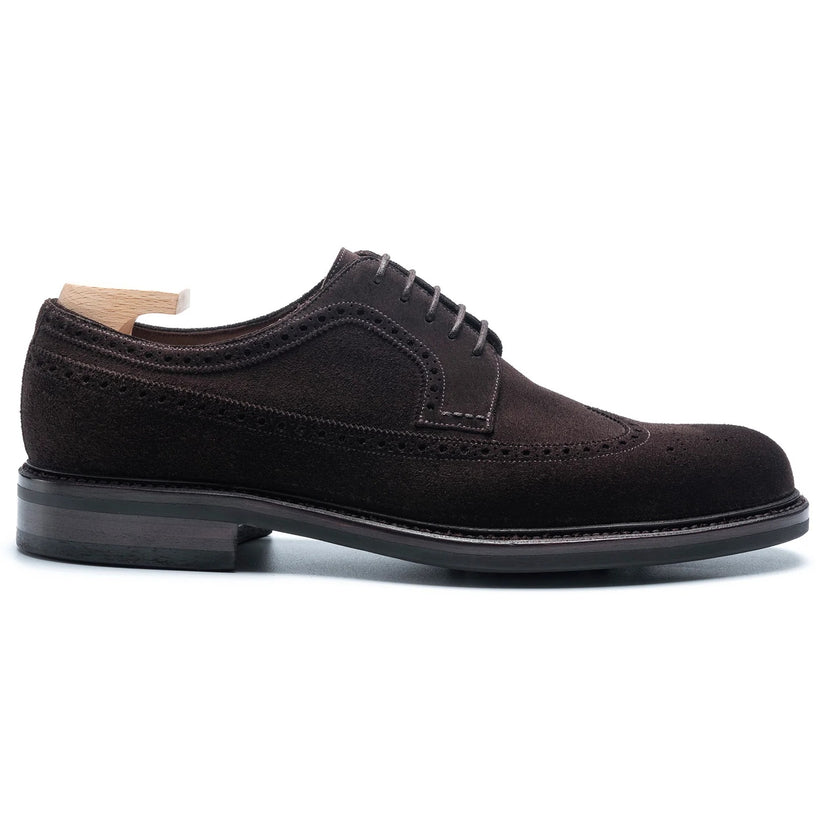 Dark Brown Suede Aviano Brogue Derby Shoes