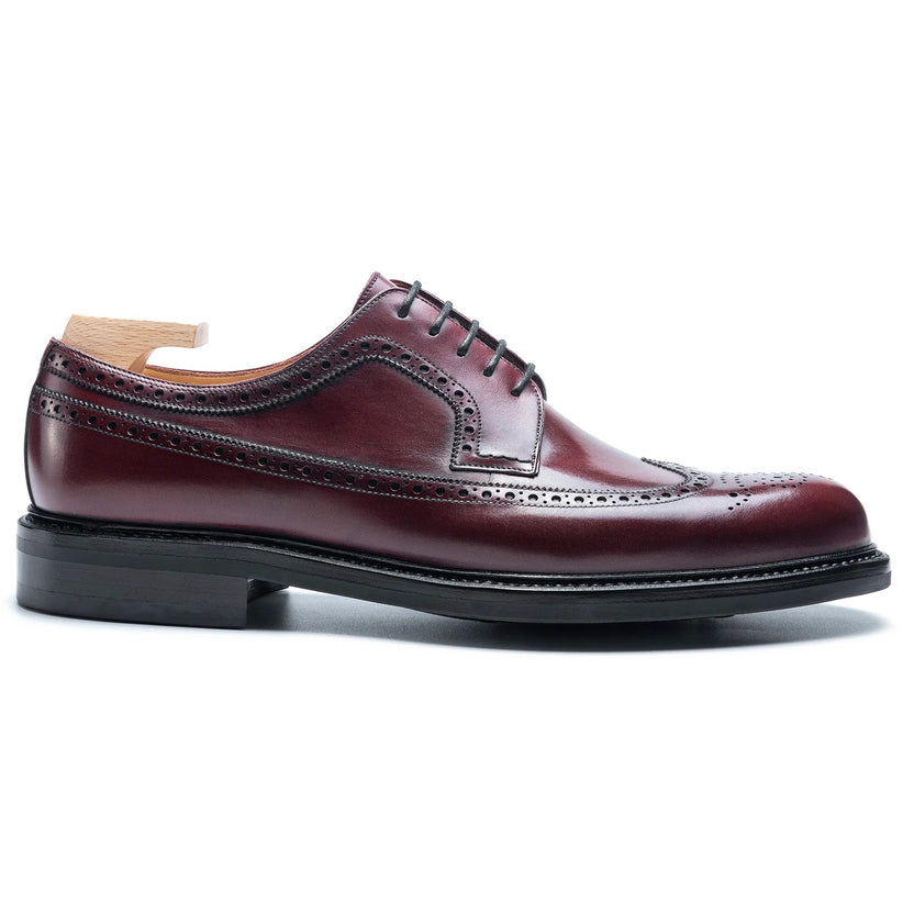 Burgundy Leather Zanello Brogue Derby Shoes