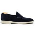 Navy Blue Suede Lurello Loafers
