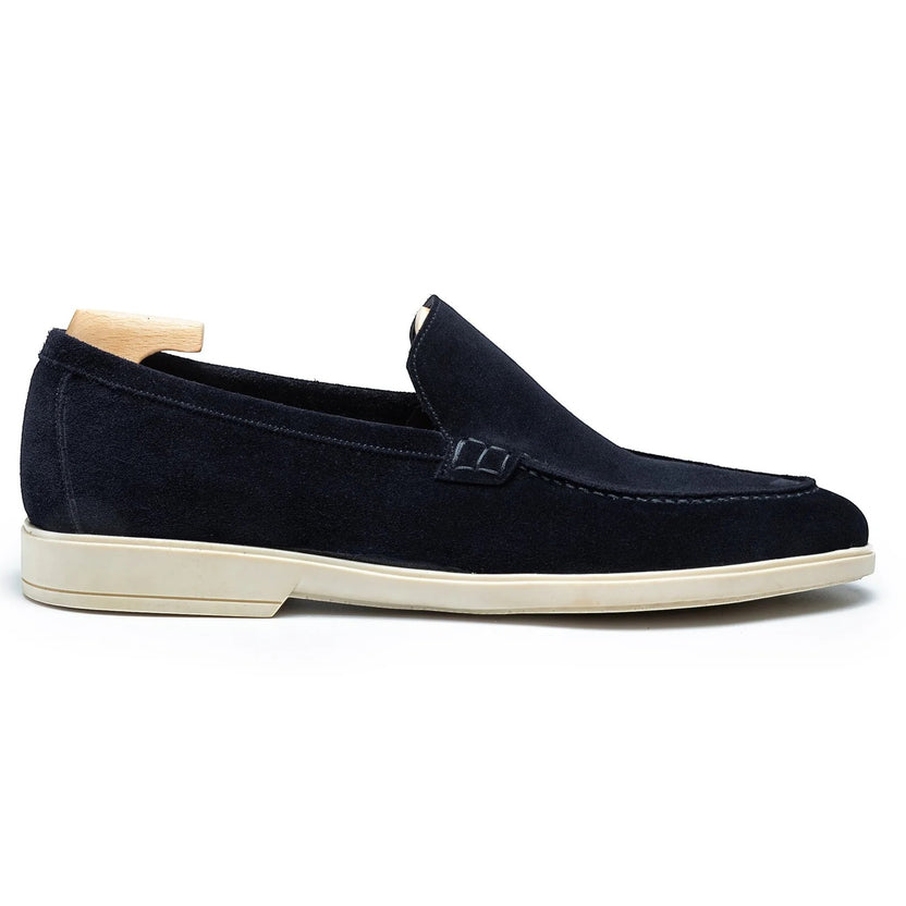 Navy Blue Suede Lurello Loafers