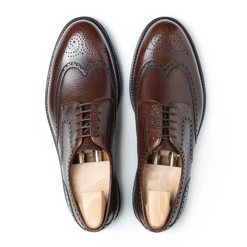 Dark Brown Leather Bellvani Brogue Derby Shoes