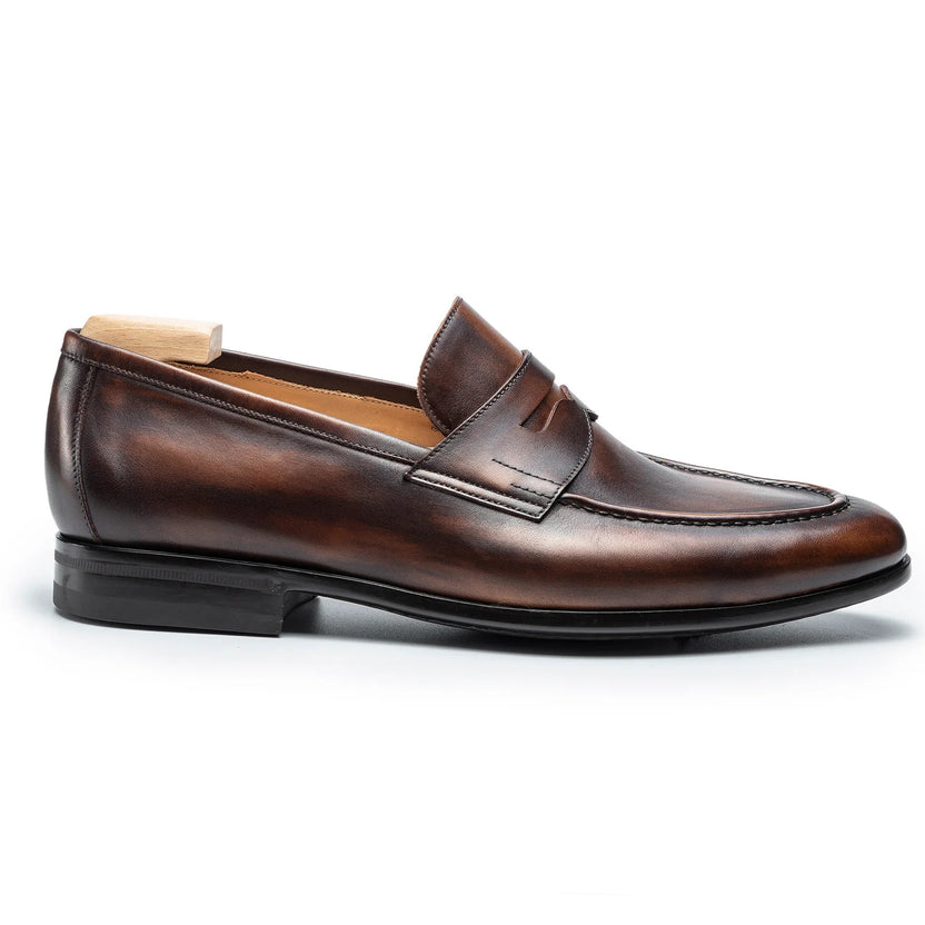 Dark Brown Leather Corenzo Penny Loafers
