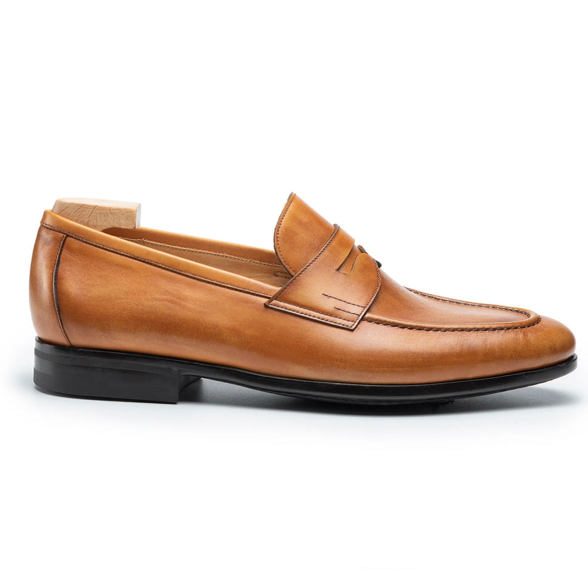 Tan Leather Zanvero Penny Loafers