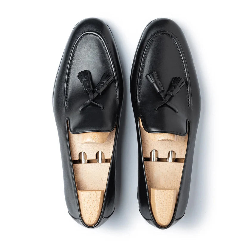 Black Leather Torrello Penny Loafers