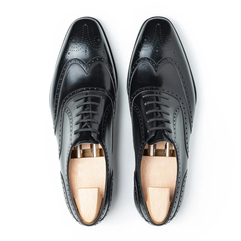 Black Leather Elvanti Brogue Oxfords