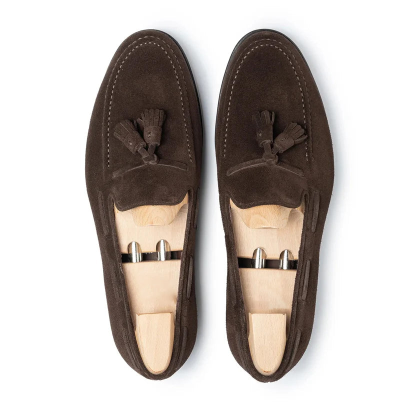 Brown Suede Rovelli Tassel Loafers