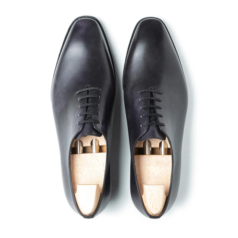 Black Leather Marzano Whole cut Oxfords