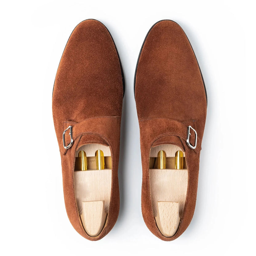 Tan Suede Lavelli Monk Strap Shoes