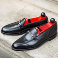 Black Leather Modena Horsebit Loafer