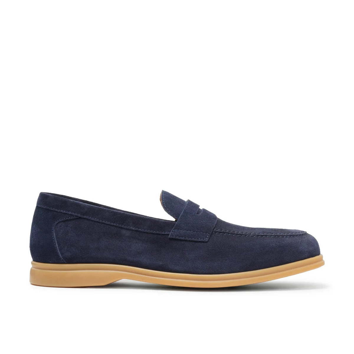 Navy-blue Suede Leather Dario Penny Loafer