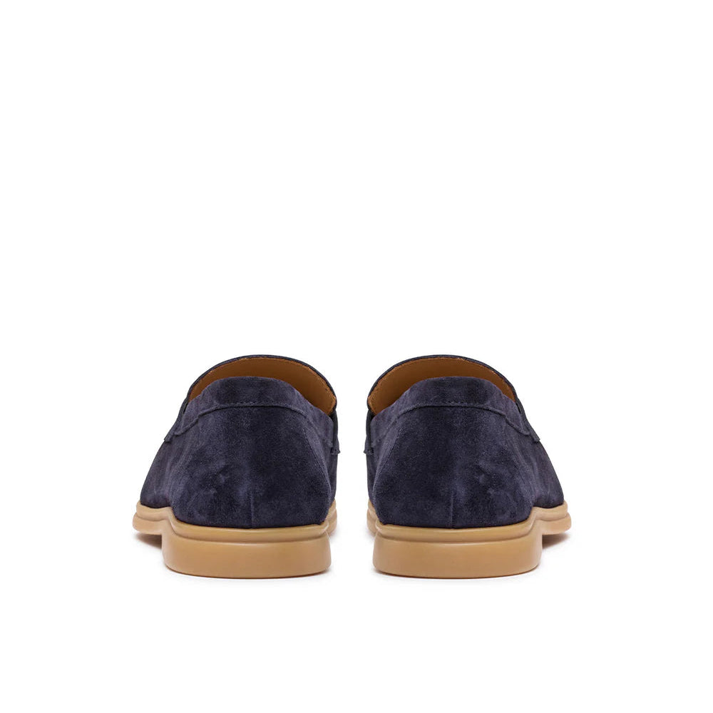 Navy-blue Suede Leather Dario Penny Loafer