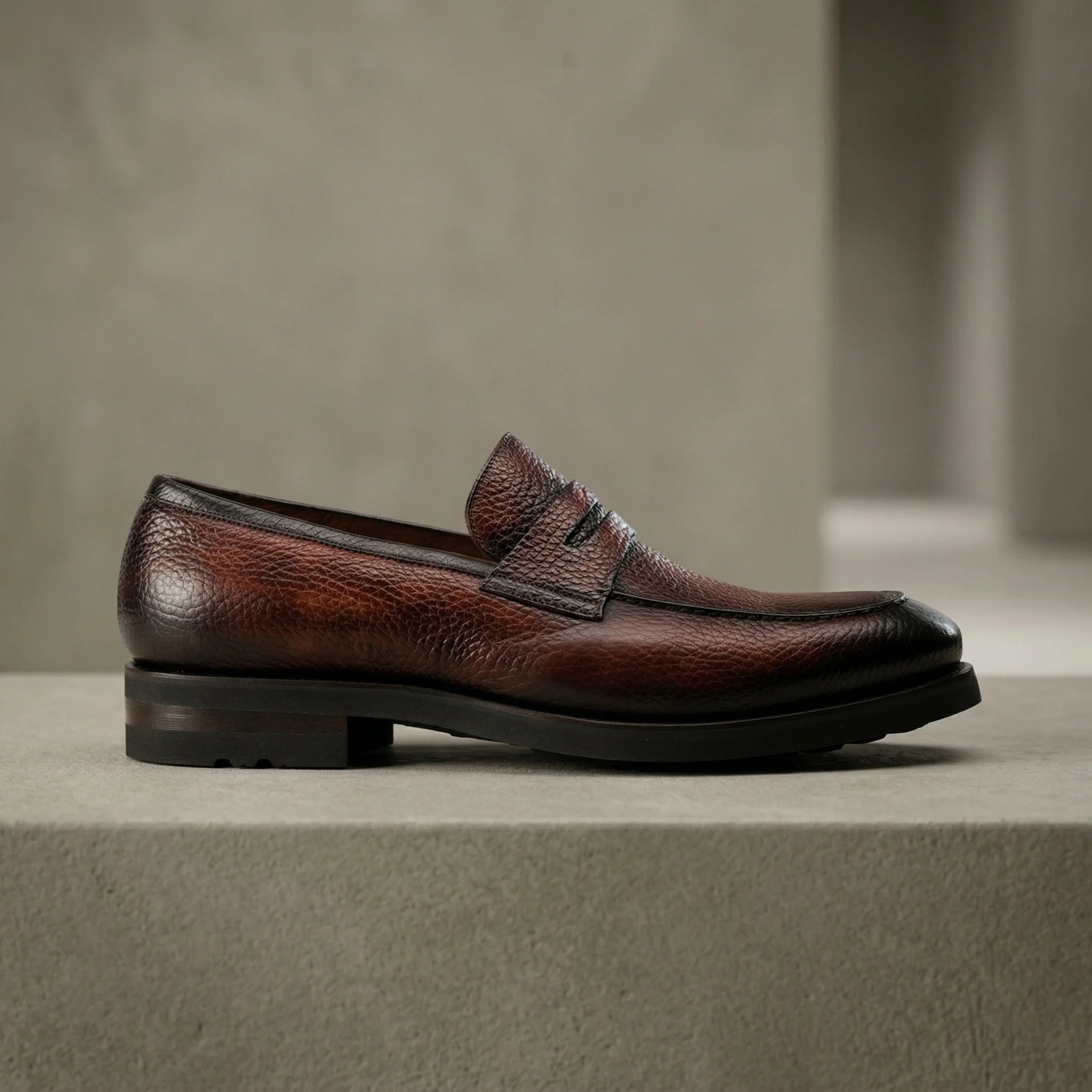 Burgundy Leather Bergamo Penny Loafer