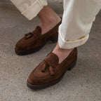 Brown Suede Leather Vincenzo Tassel Loafer